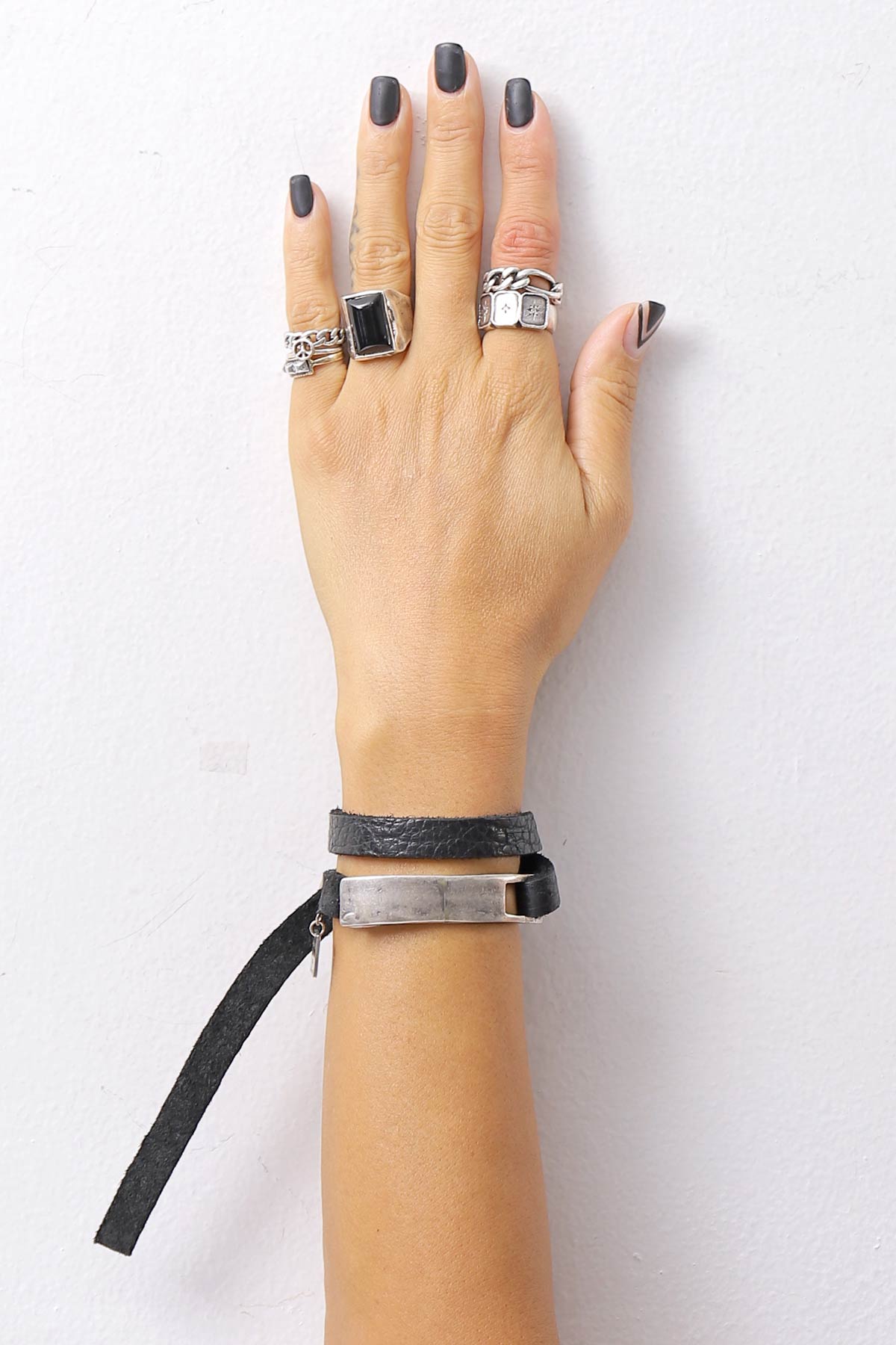 【GOTI】 SQUARE ONYX SILVER RING_AN1015