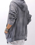 【thom/krom】 UNISEX SWEAT ZIPPED HOODIE MSJ711_GREY STONE WASH SPRAY