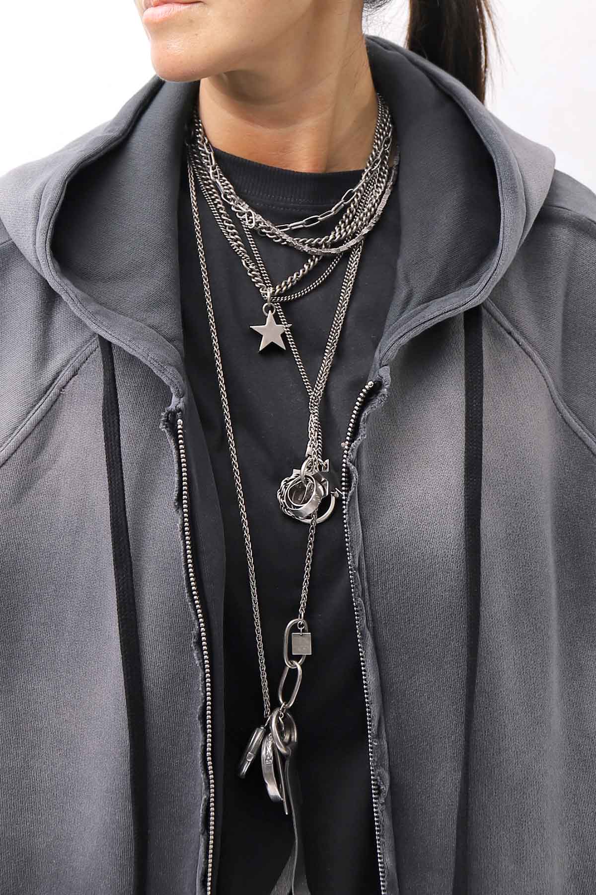 【thom/krom】 UNISEX SWEAT ZIPPED HOODIE MSJ711_GREY STONE WASH SPRAY