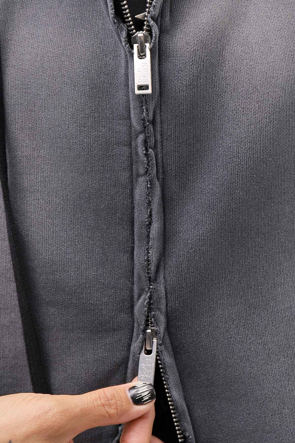 【thom/krom】 UNISEX SWEAT ZIPPED HOODIE MSJ711_GREY STONE WASH SPRAY