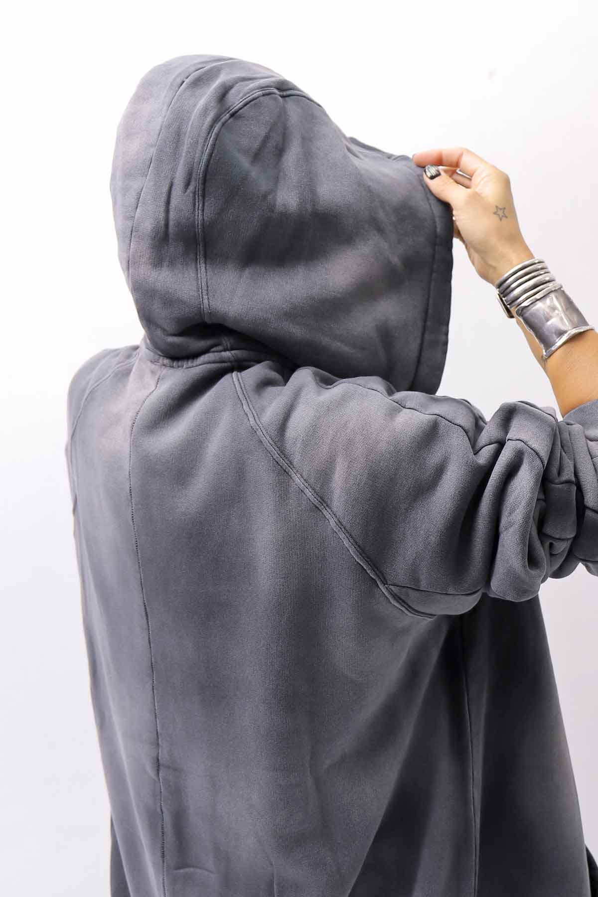 【thom/krom】 UNISEX SWEAT ZIPPED HOODIE MSJ711_GREY STONE WASH SPRAY