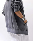 【thom/krom】 UNISEX SWEAT ZIPPED HOODIE MSJ711_GREY STONE WASH SPRAY