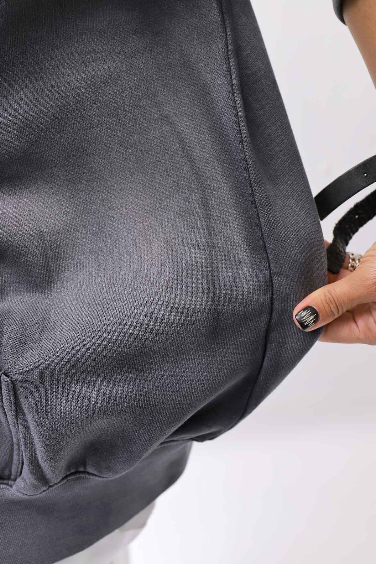 【thom/krom】 UNISEX SWEAT ZIPPED HOODIE MSJ711_GREY STONE WASH SPRAY