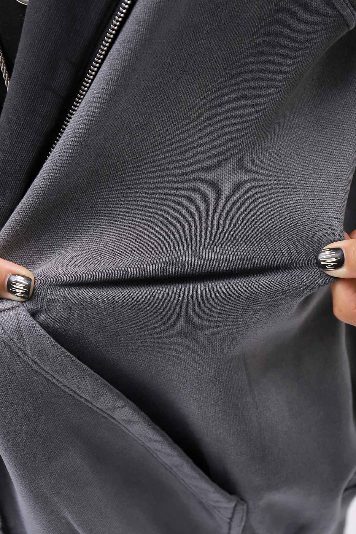 【thom/krom】 UNISEX SWEAT ZIPPED HOODIE MSJ711_GREY STONE WASH SPRAY