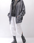 【thom/krom】 UNISEX SWEAT ZIPPED HOODIE MSJ711_GREY STONE WASH SPRAY