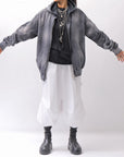 【thom/krom】 UNISEX SWEAT ZIPPED HOODIE MSJ711_GREY STONE WASH SPRAY