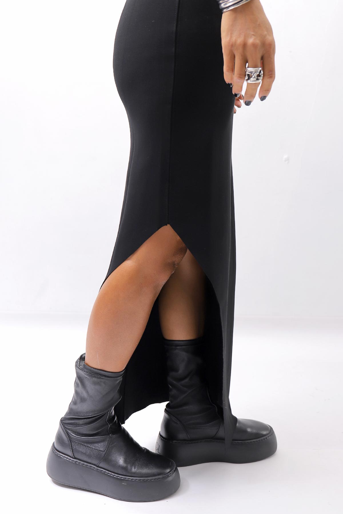 【thom/krom】 STRETCH VISCOSE SLIM FIT SKIRT WSK98_BLACK