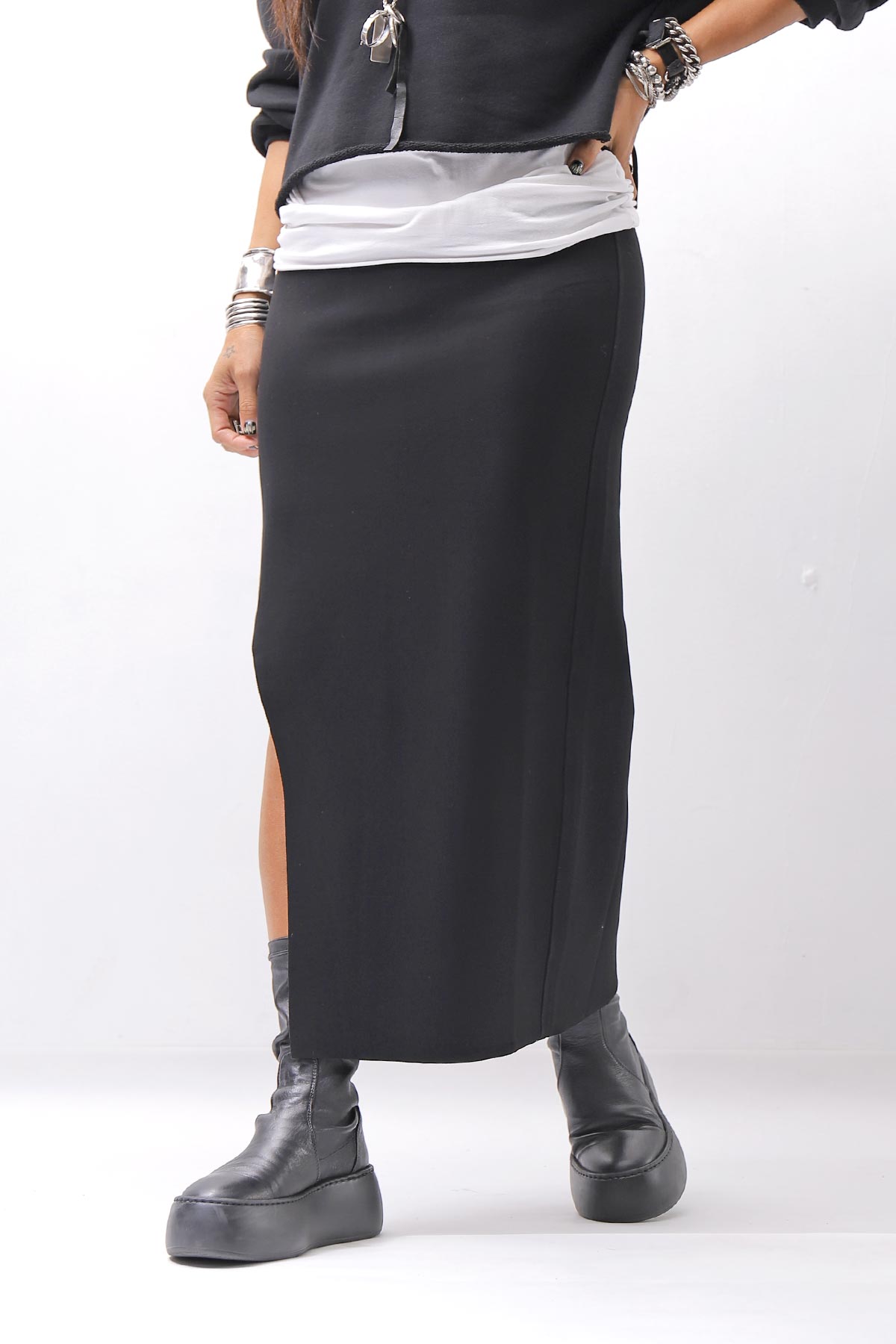 【thom/krom】 STRETCH VISCOSE SLIM FIT SKIRT WSK98_BLACK
