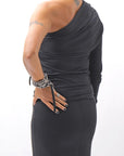 【thom/krom】 STRETCH VISCOSE ONE-SHOULDER TOP WTS630_BLACK