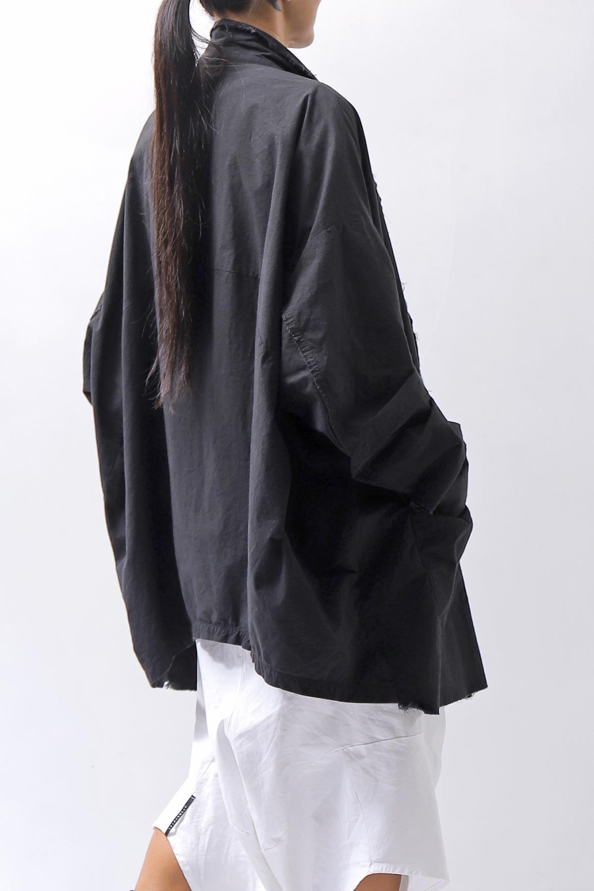 【bajra】 UNISEX LIGHT COTTON SHIRT BLOUSON LONG 157QB01LG_BLACK