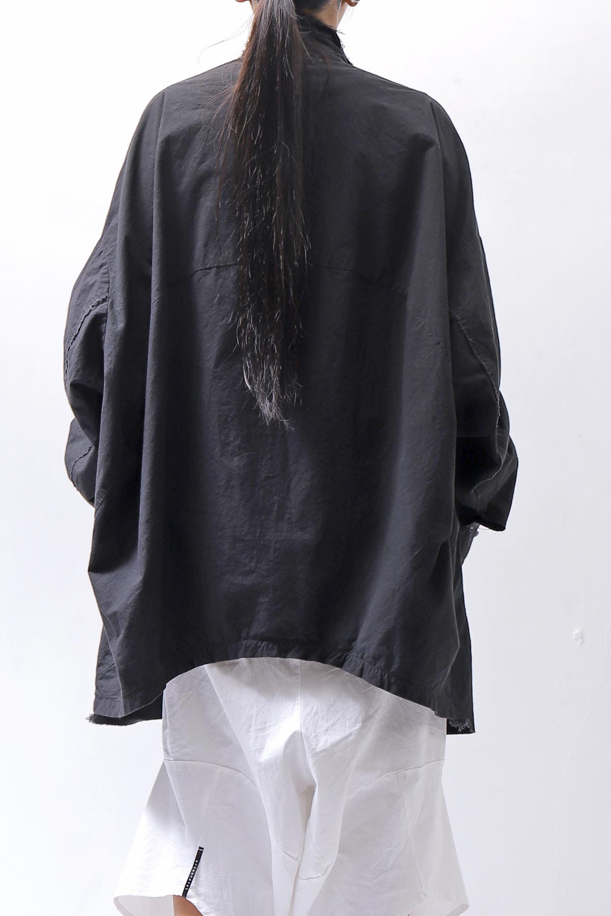 【bajra】 UNISEX LIGHT COTTON SHIRT BLOUSON LONG 157QB01LG_BLACK