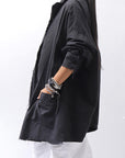 【bajra】 UNISEX LIGHT COTTON SHIRT BLOUSON LONG 157QB01LG_BLACK