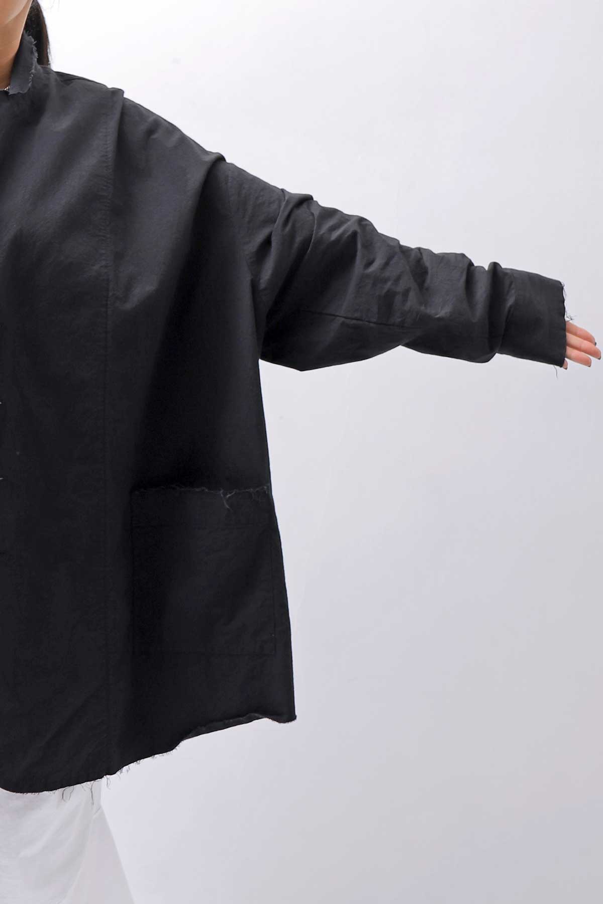 【bajra】 UNISEX LIGHT COTTON SHIRT BLOUSON LONG 157QB01LG_BLACK