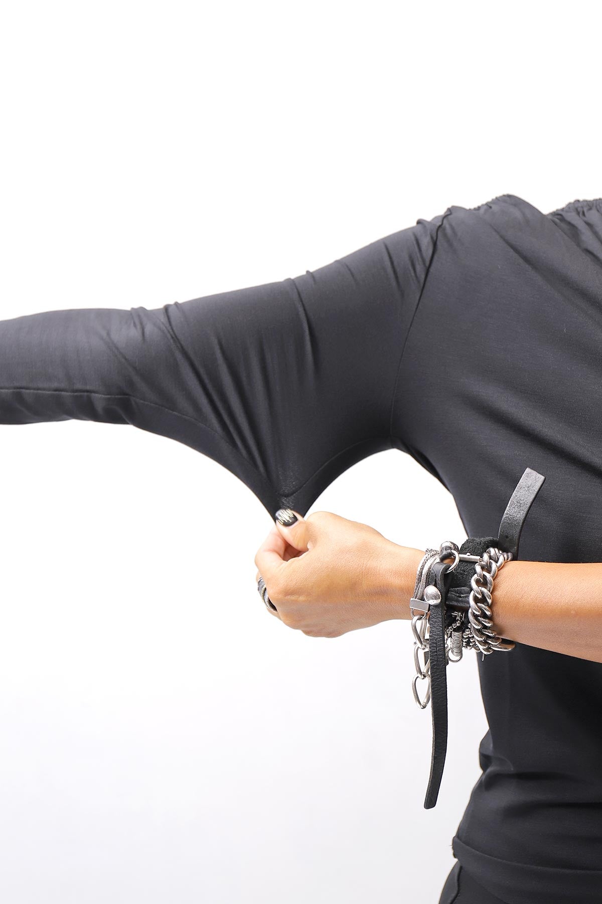 【thom/krom】 STRETCH VISCOSE ONE-SHOULDER TOP WTS630_BLACK