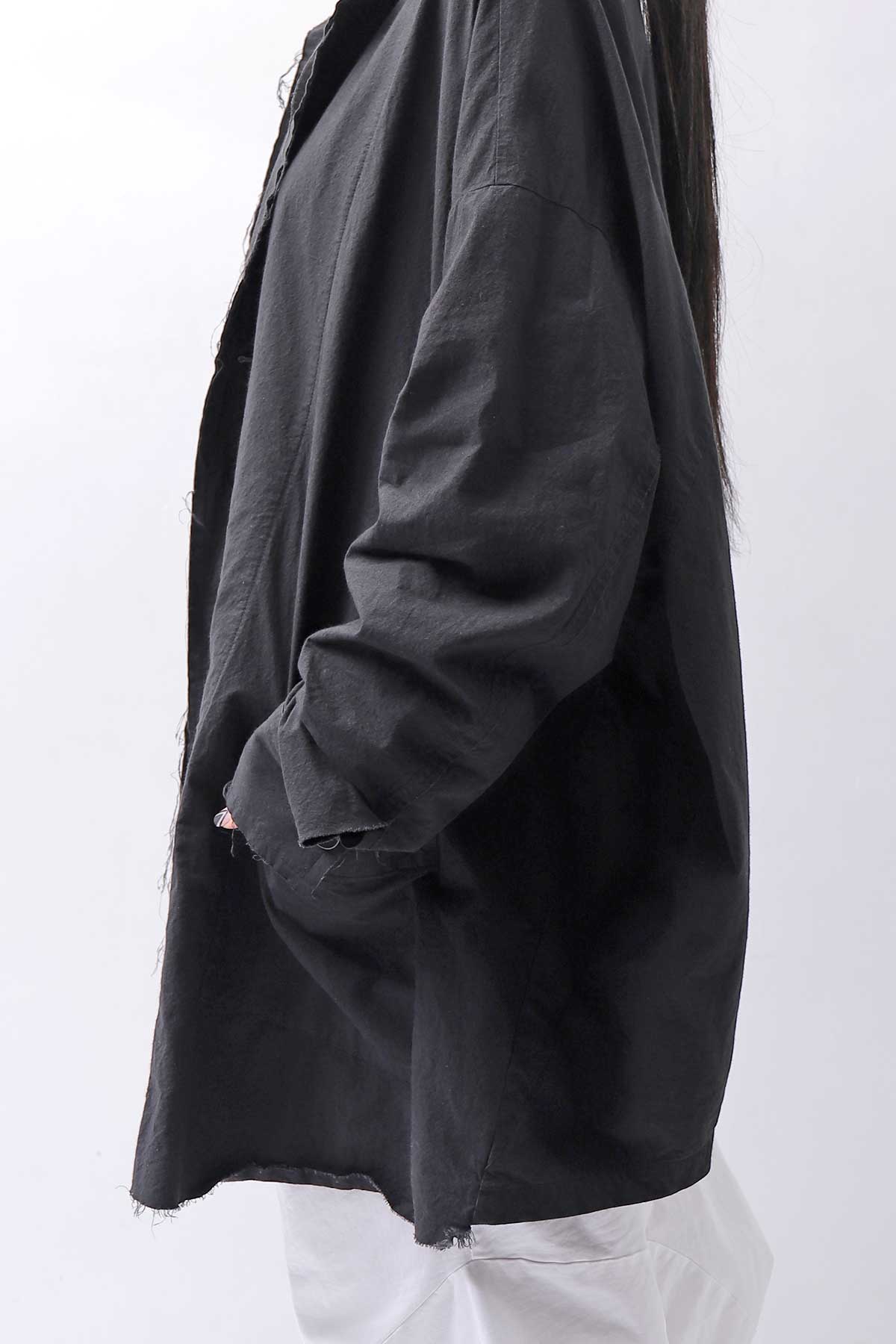 【bajra】 UNISEX LIGHT COTTON SHIRT BLOUSON LONG 157QB01LG_BLACK