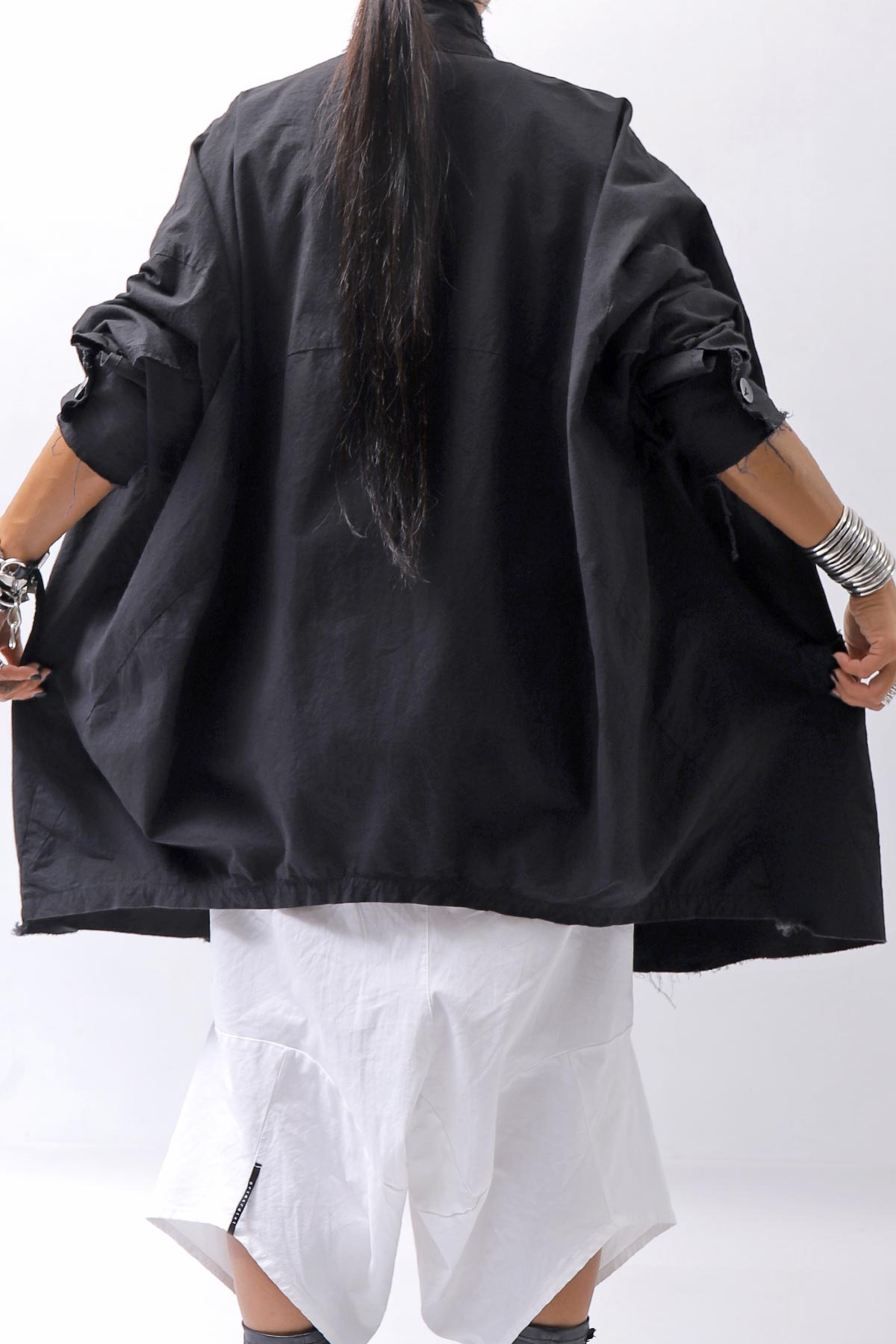 【bajra】 UNISEX LIGHT COTTON SHIRT BLOUSON LONG 157QB01LG_BLACK
