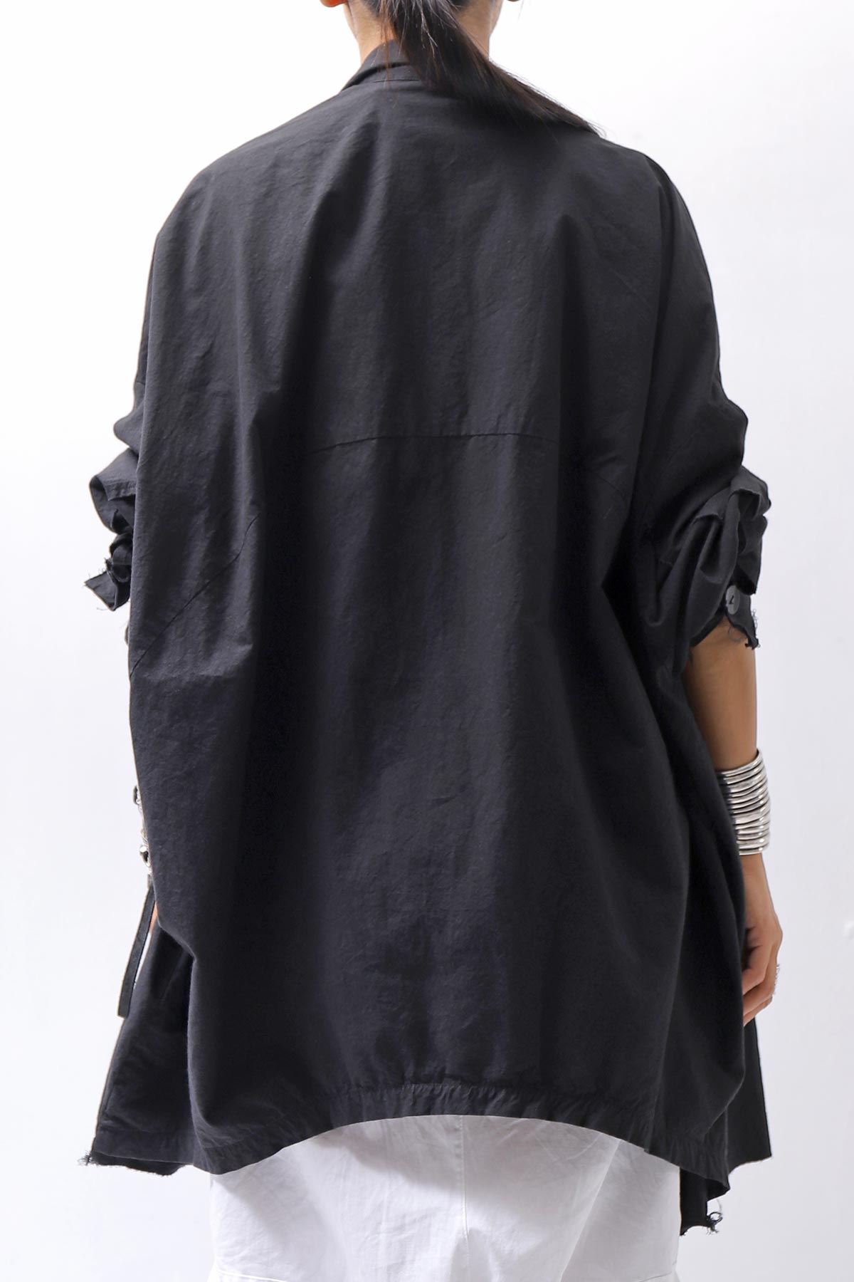 【bajra】 UNISEX LIGHT COTTON SHIRT BLOUSON LONG 157QB01LG_BLACK