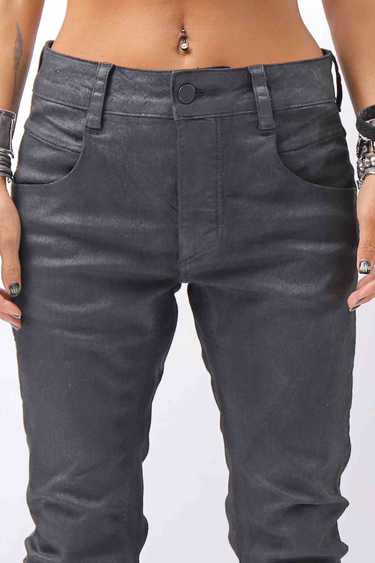 【thom/krom】 UNISEX COATED STRETCH DENIM PANTS MT107_BLACK COATED