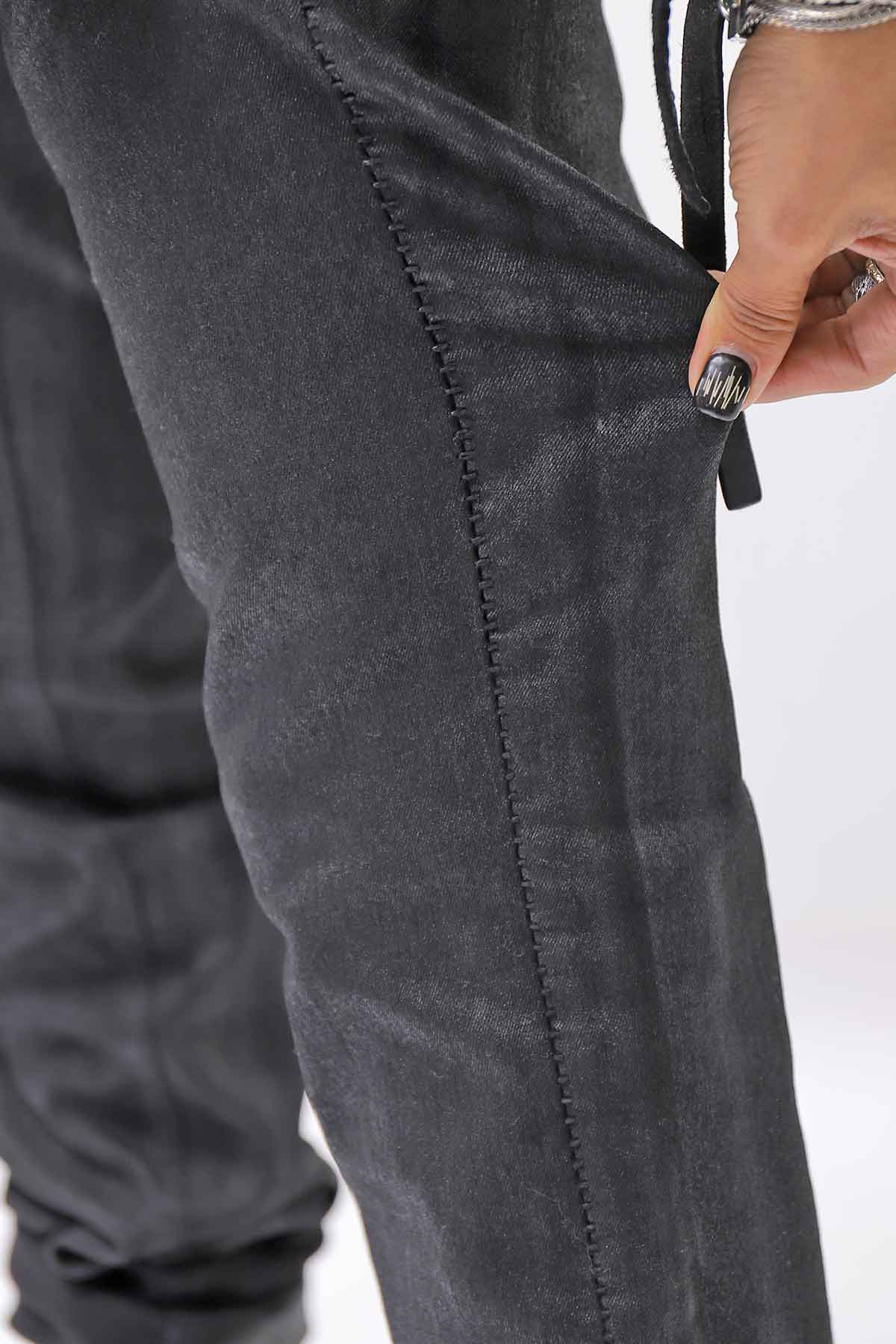 【thom/krom】 UNISEX COATED STRETCH DENIM PANTS MT107_BLACK COATED