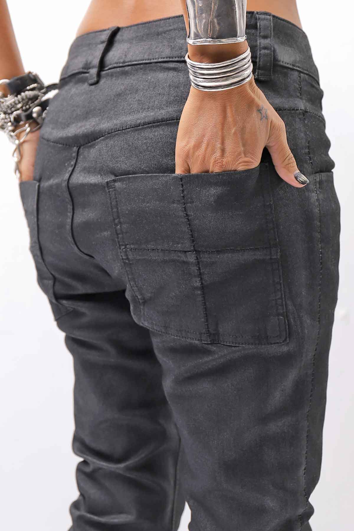 【thom/krom】 UNISEX COATED STRETCH DENIM PANTS MT107_BLACK COATED
