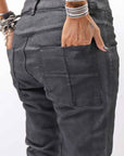 【thom/krom】 UNISEX COATED STRETCH DENIM PANTS MT107_BLACK COATED