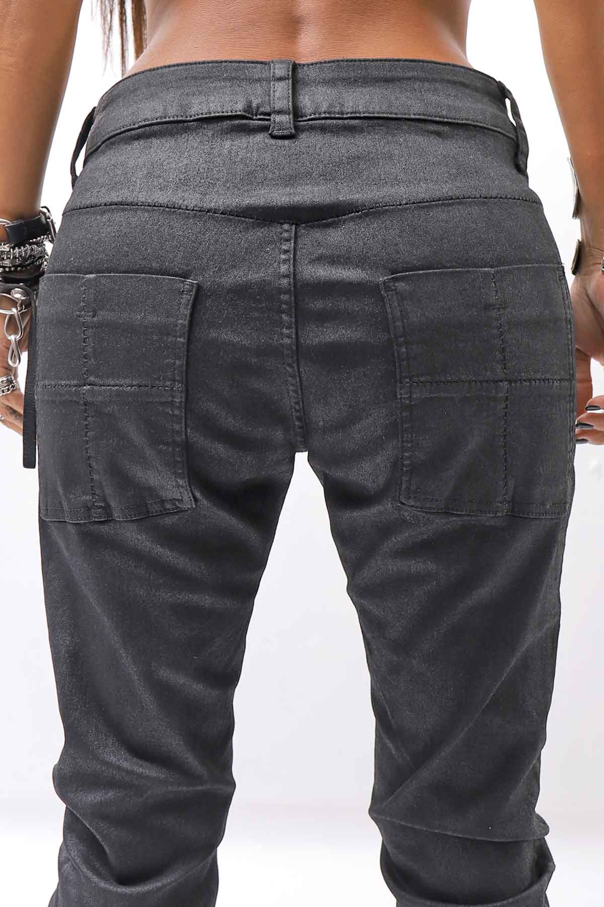 【thom/krom】 UNISEX COATED STRETCH DENIM PANTS MT107_BLACK COATED