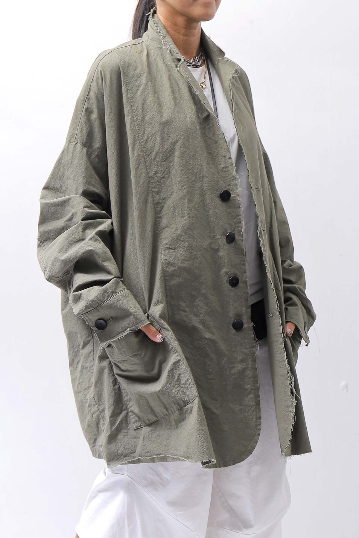 【bajra】 UNISEX LIGHT COTTON SHIRT BLOUSON LONG 157QB01LG_MILITARY