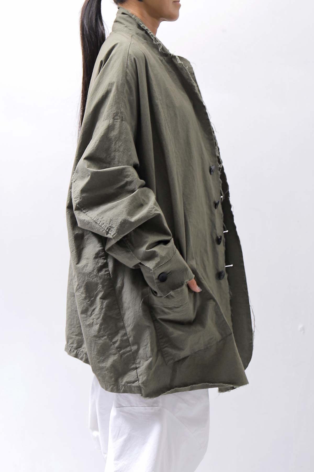 【bajra】 UNISEX LIGHT COTTON SHIRT BLOUSON LONG 157QB01LG_MILITARY