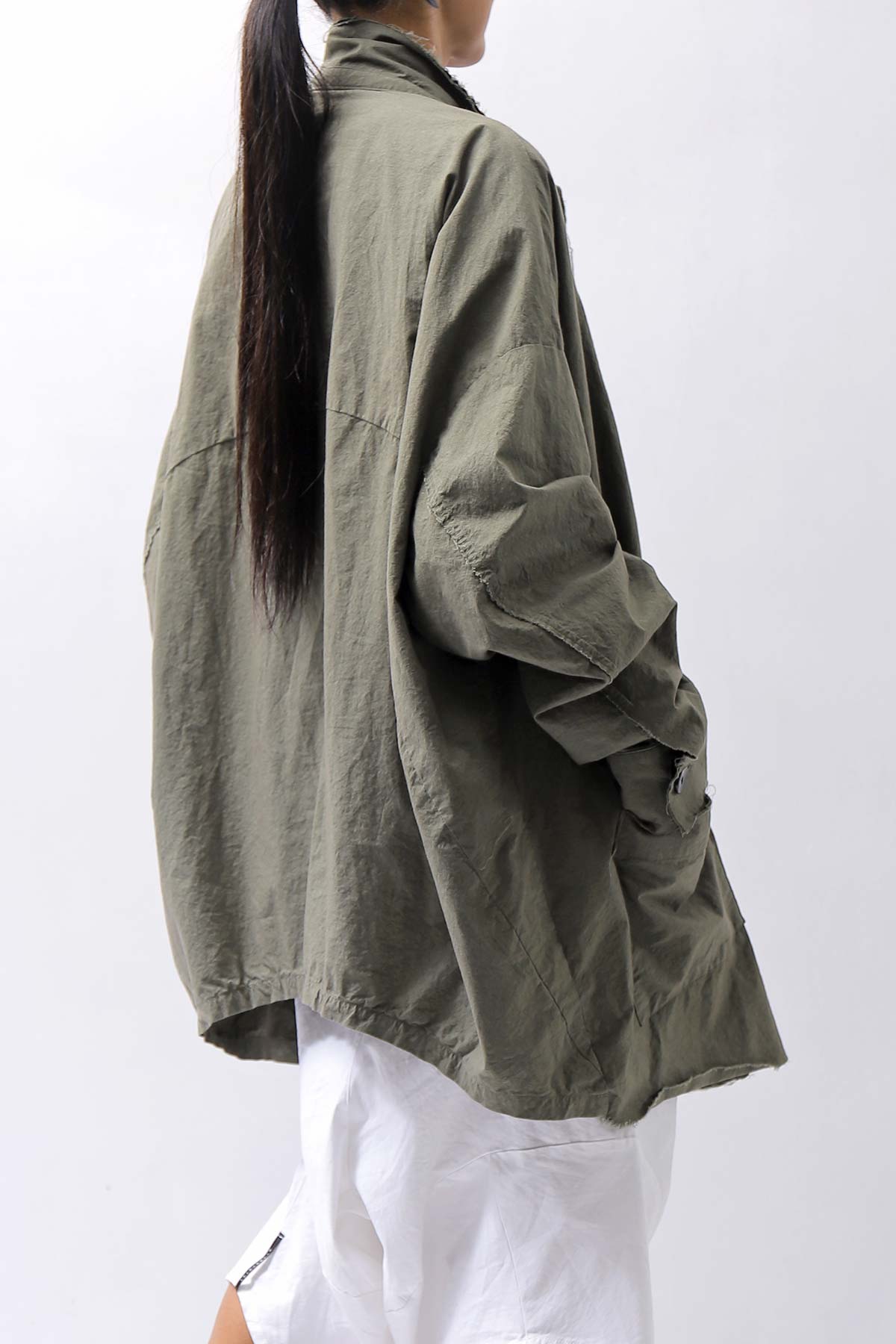 【bajra】 UNISEX LIGHT COTTON SHIRT BLOUSON LONG 157QB01LG_MILITARY