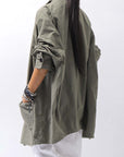 【bajra】 UNISEX LIGHT COTTON SHIRT BLOUSON LONG 157QB01LG_MILITARY