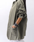 【bajra】 UNISEX LIGHT COTTON SHIRT BLOUSON LONG 157QB01LG_MILITARY