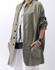 【bajra】 UNISEX LIGHT COTTON SHIRT BLOUSON LONG 157QB01LG_MILITARY