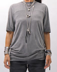 【thom/krom】 UNISEX VISCOSE STRETCH REGULAR FIT TEE MTS973_COLD DYE GREY