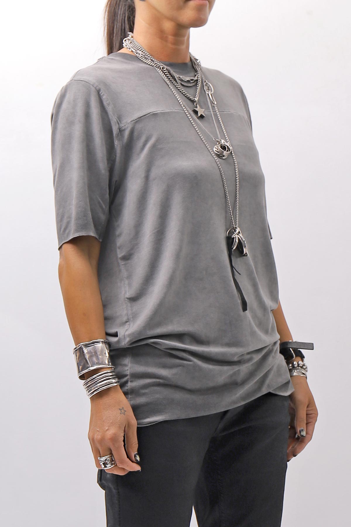 【thom/krom】 UNISEX VISCOSE STRETCH REGULAR FIT TEE MTS973_COLD DYE GREY