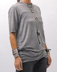 【thom/krom】 UNISEX VISCOSE STRETCH REGULAR FIT TEE MTS973_COLD DYE GREY