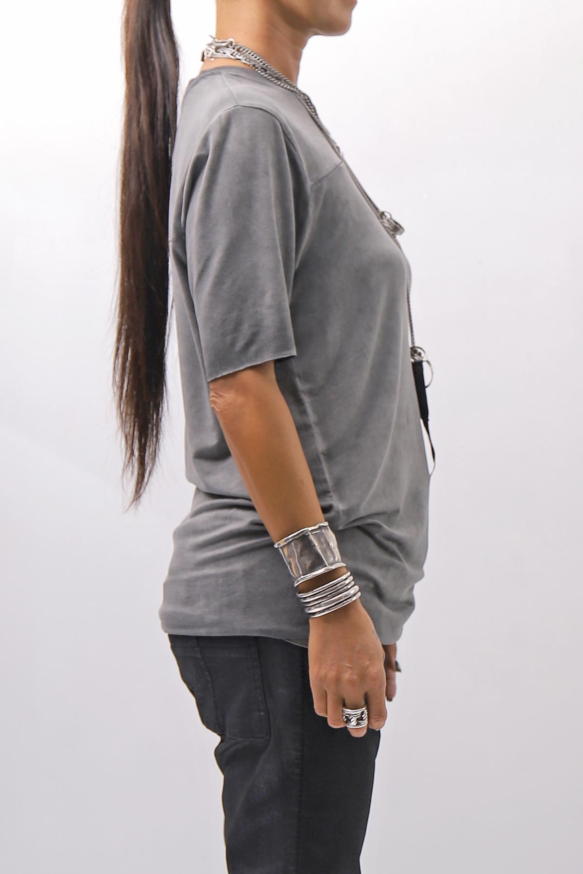 【thom/krom】 UNISEX VISCOSE STRETCH REGULAR FIT TEE MTS973_COLD DYE GREY