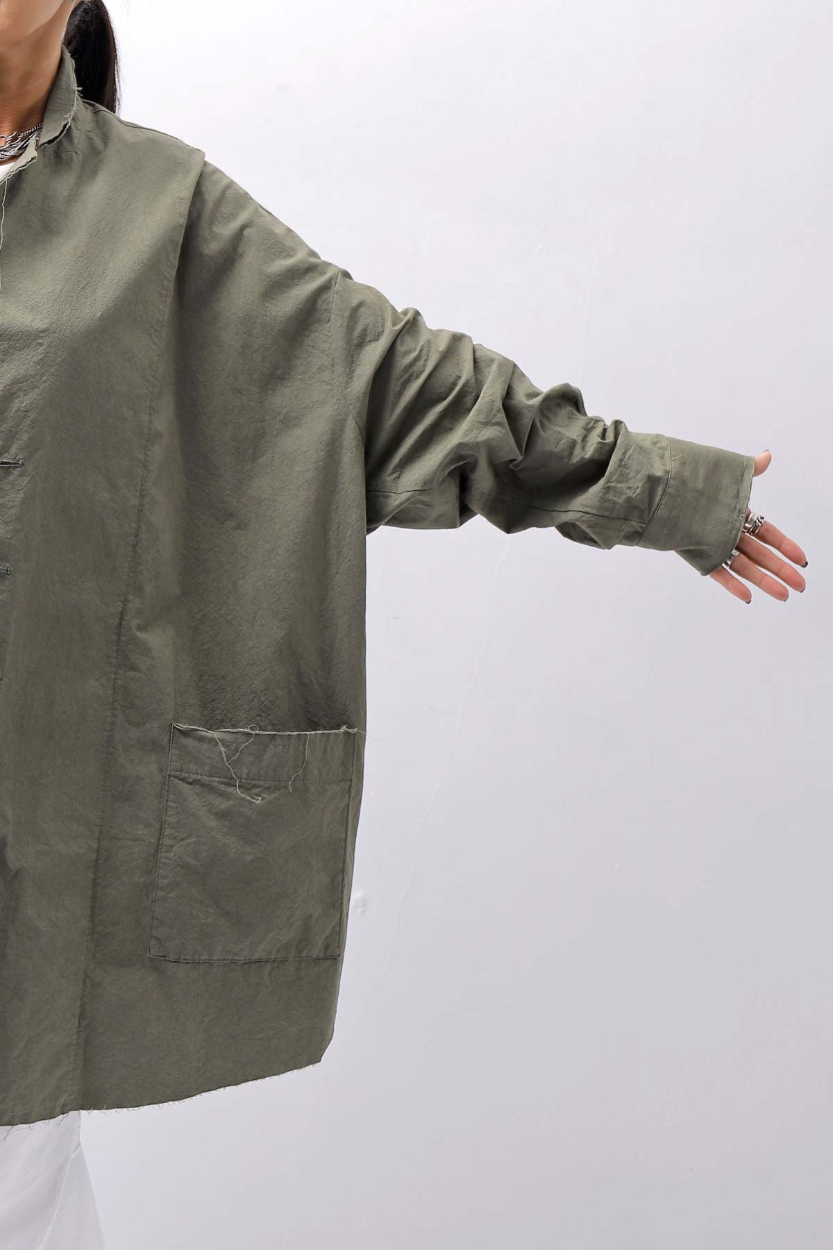 【bajra】 UNISEX LIGHT COTTON SHIRT BLOUSON LONG 157QB01LG_MILITARY