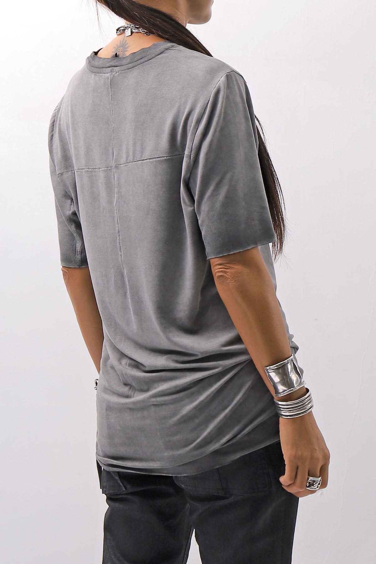 【thom/krom】 UNISEX VISCOSE STRETCH REGULAR FIT TEE MTS973_COLD DYE GREY