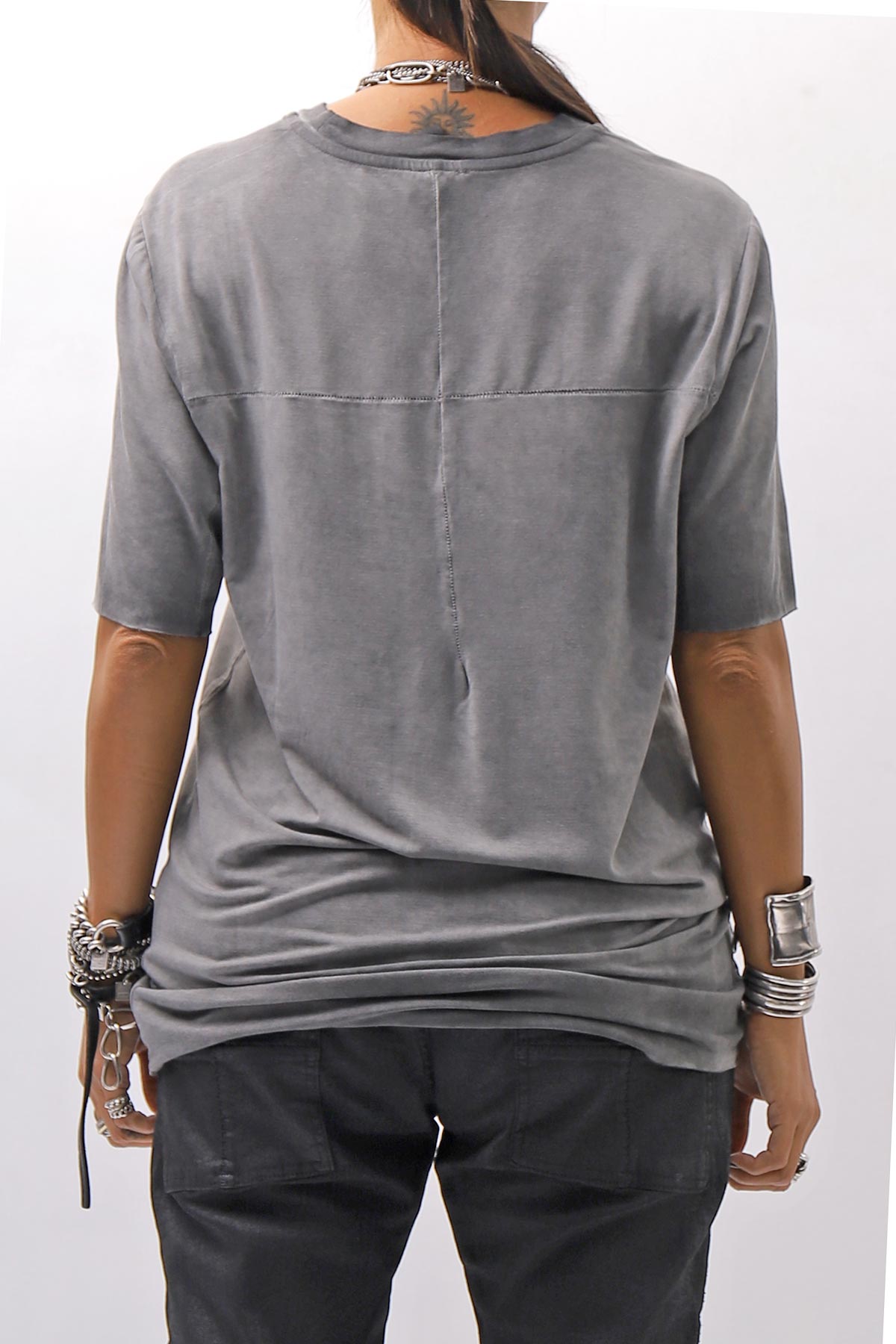 【thom/krom】 UNISEX VISCOSE STRETCH REGULAR FIT TEE MTS973_COLD DYE GREY