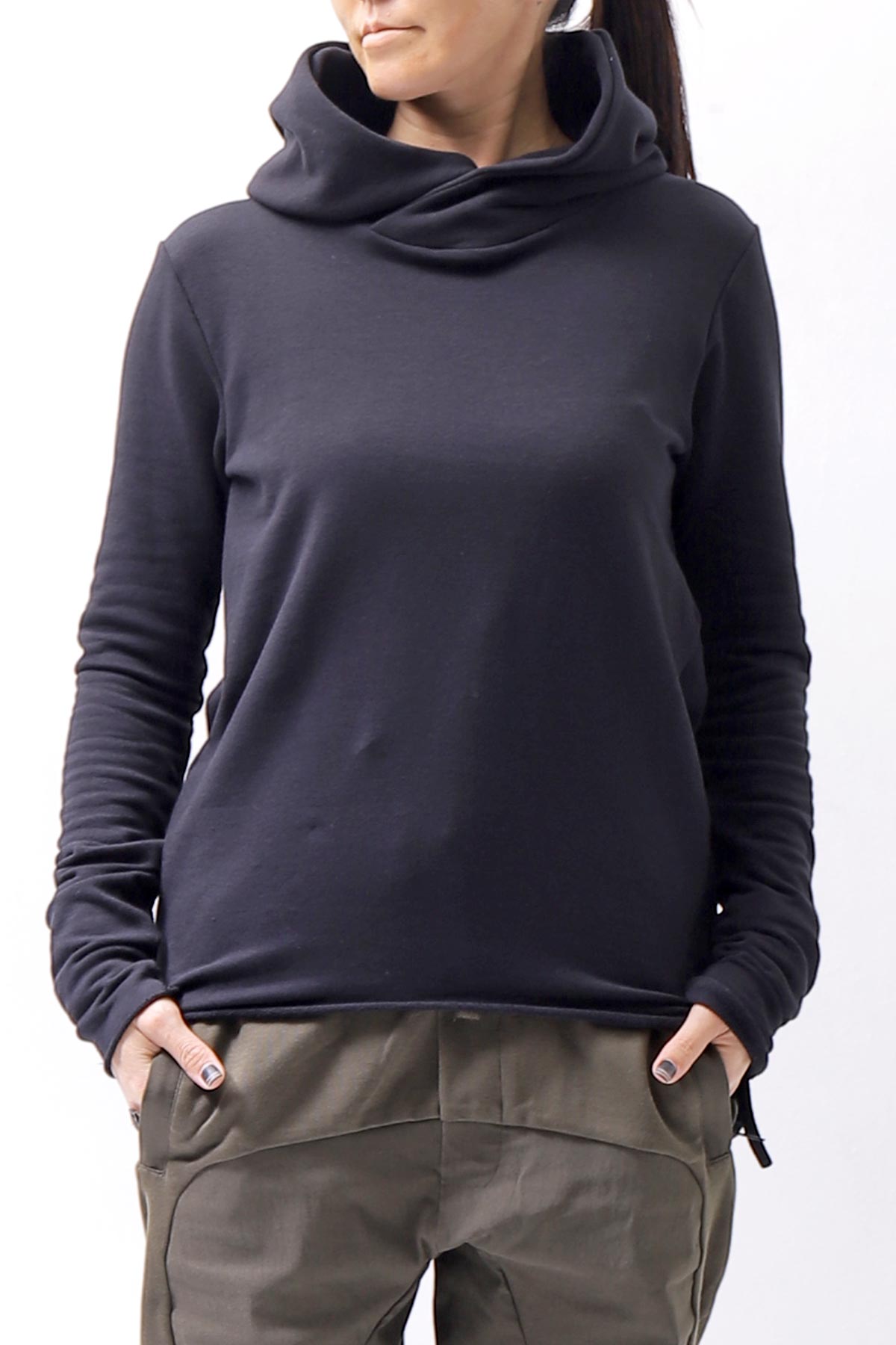 【bajra】 UNISEX SUPER STRETCH COTTON HOODIE TOP 150QK03_BLACK