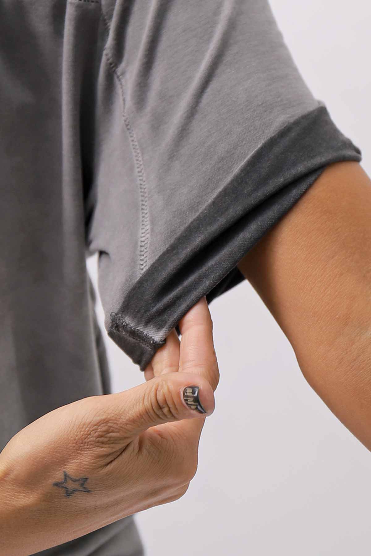 【thom/krom】 UNISEX VISCOSE STRETCH REGULAR FIT TEE MTS973_COLD DYE GREY