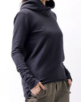 【bajra】 UNISEX SUPER STRETCH COTTON HOODIE TOP 150QK03_BLACK