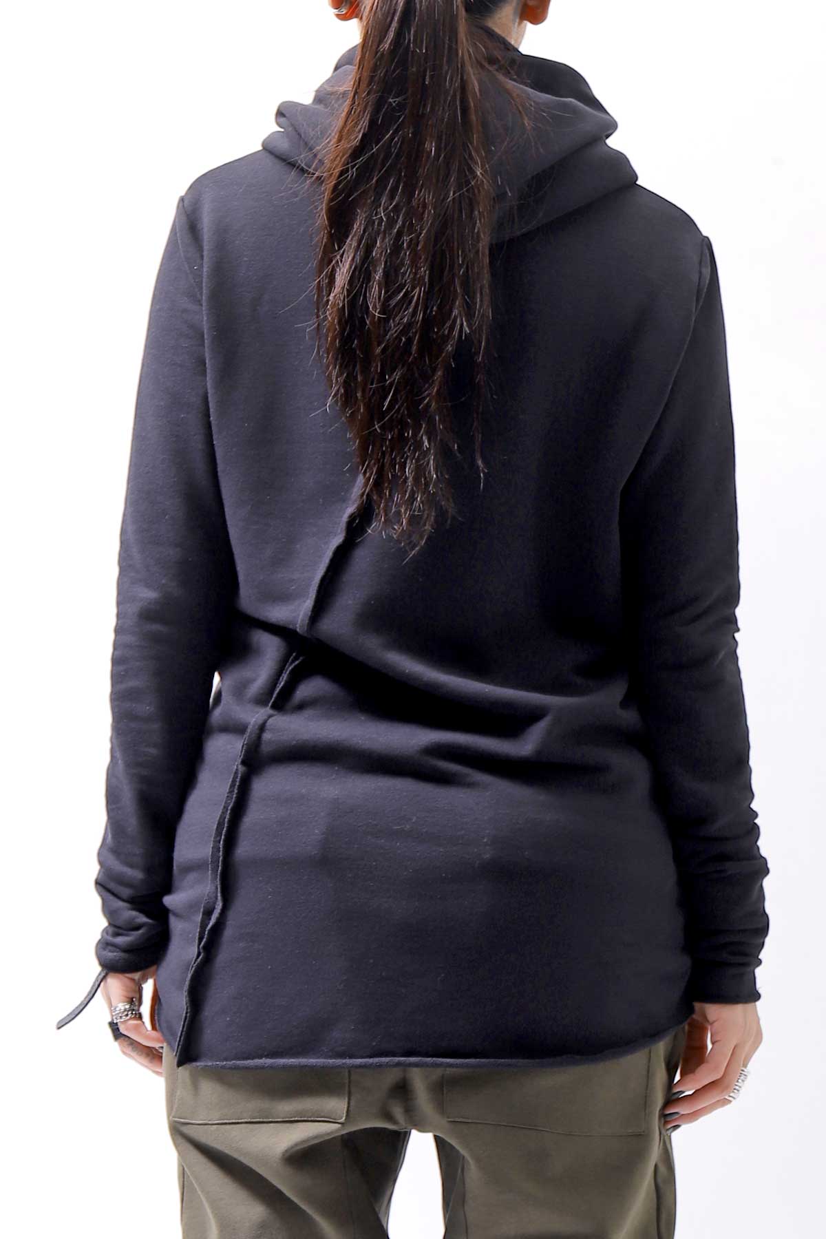 【bajra】 UNISEX SUPER STRETCH COTTON HOODIE TOP 150QK03_BLACK