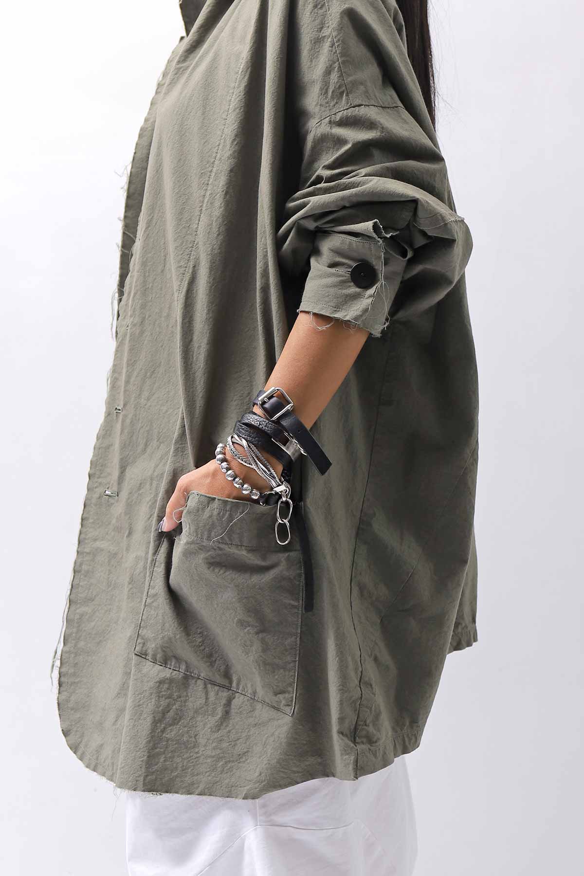 【bajra】 UNISEX LIGHT COTTON SHIRT BLOUSON LONG 157QB01LG_MILITARY