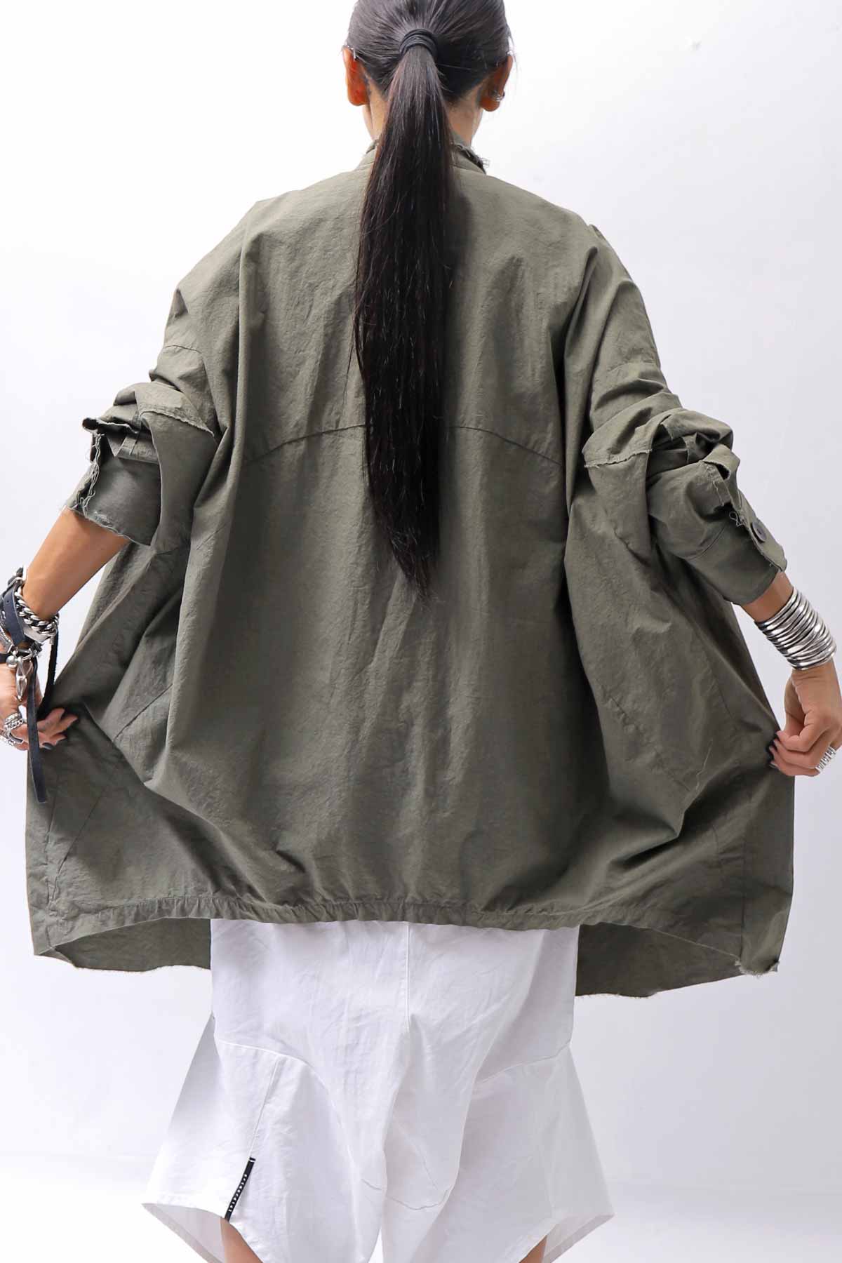 【bajra】 UNISEX LIGHT COTTON SHIRT BLOUSON LONG 157QB01LG_MILITARY