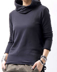 【bajra】 UNISEX SUPER STRETCH COTTON HOODIE TOP 150QK03_BLACK