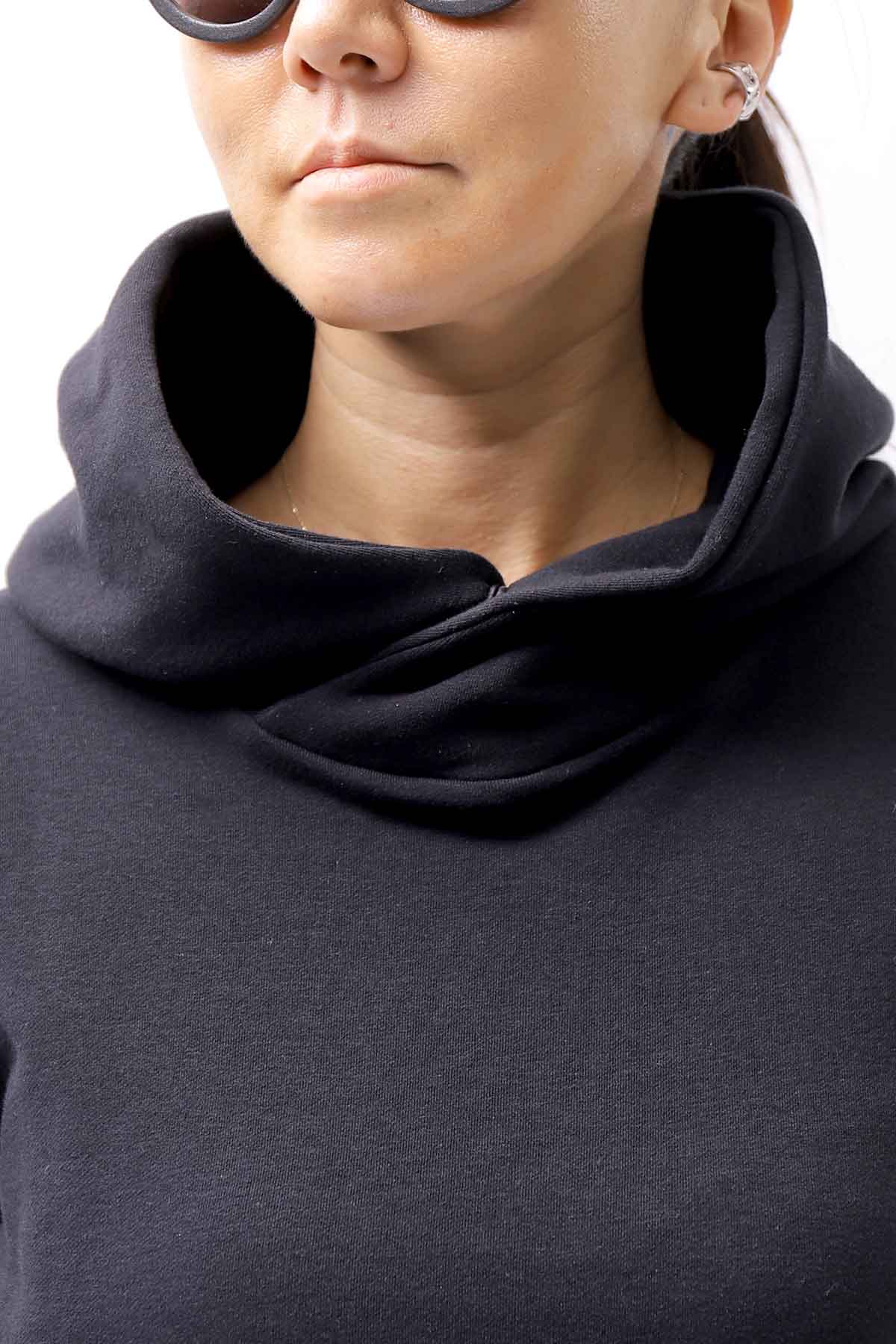 【bajra】 UNISEX SUPER STRETCH COTTON HOODIE TOP 150QK03_BLACK