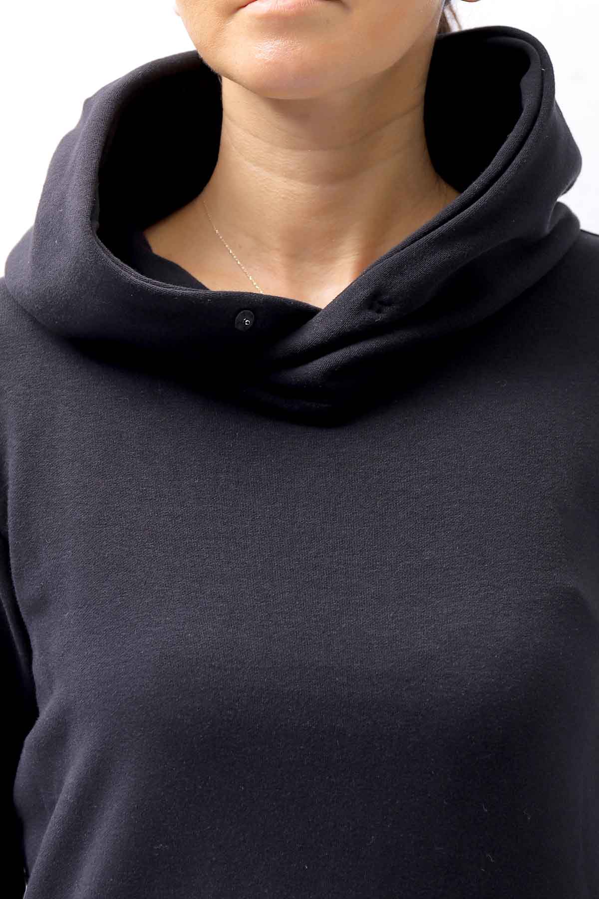 【bajra】 UNISEX SUPER STRETCH COTTON HOODIE TOP 150QK03_BLACK