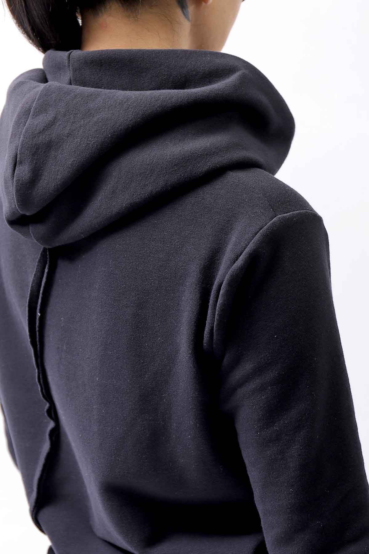 【bajra】 UNISEX SUPER STRETCH COTTON HOODIE TOP 150QK03_BLACK