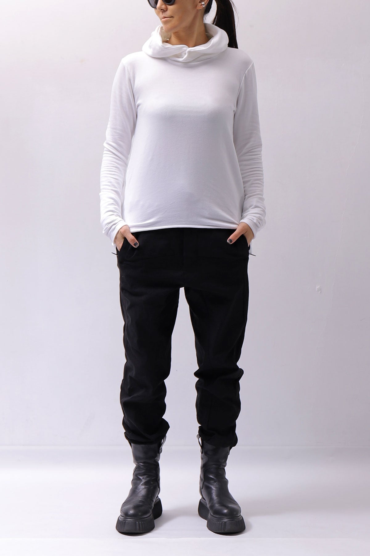 【bajra】 UNISEX SUPER STRETCH COTTON HOODIE TOP 150QK03_WHITE